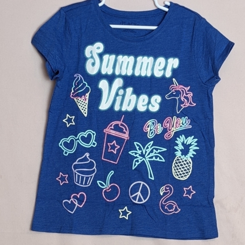 The Children's Place Blue Short Sleeve Summer Vibes Tee size Medium